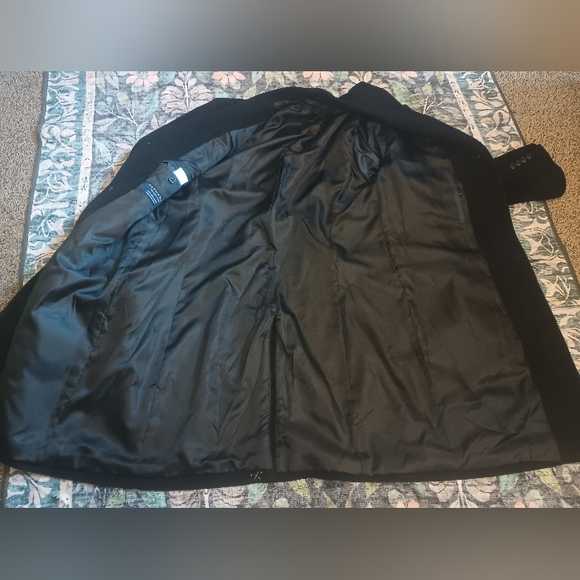 Hathaway Platinum Mens Wool Cashmere Overcoat 42S Black Dressy Classic Old Money - Picture 8 of 14